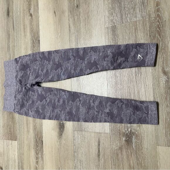 Gymshark Leggings Small Purple Mauve Camo Seamless High Waist Workout - Picture 4 of 7